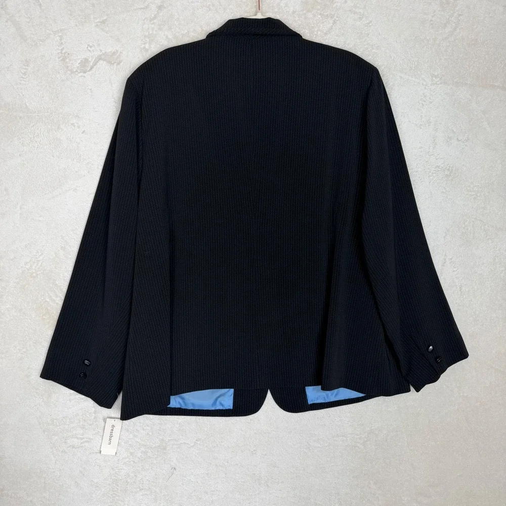 Dressbarn Pinstripe Career Blazer Jacket Black Plus Size 24W NWT Office Chic